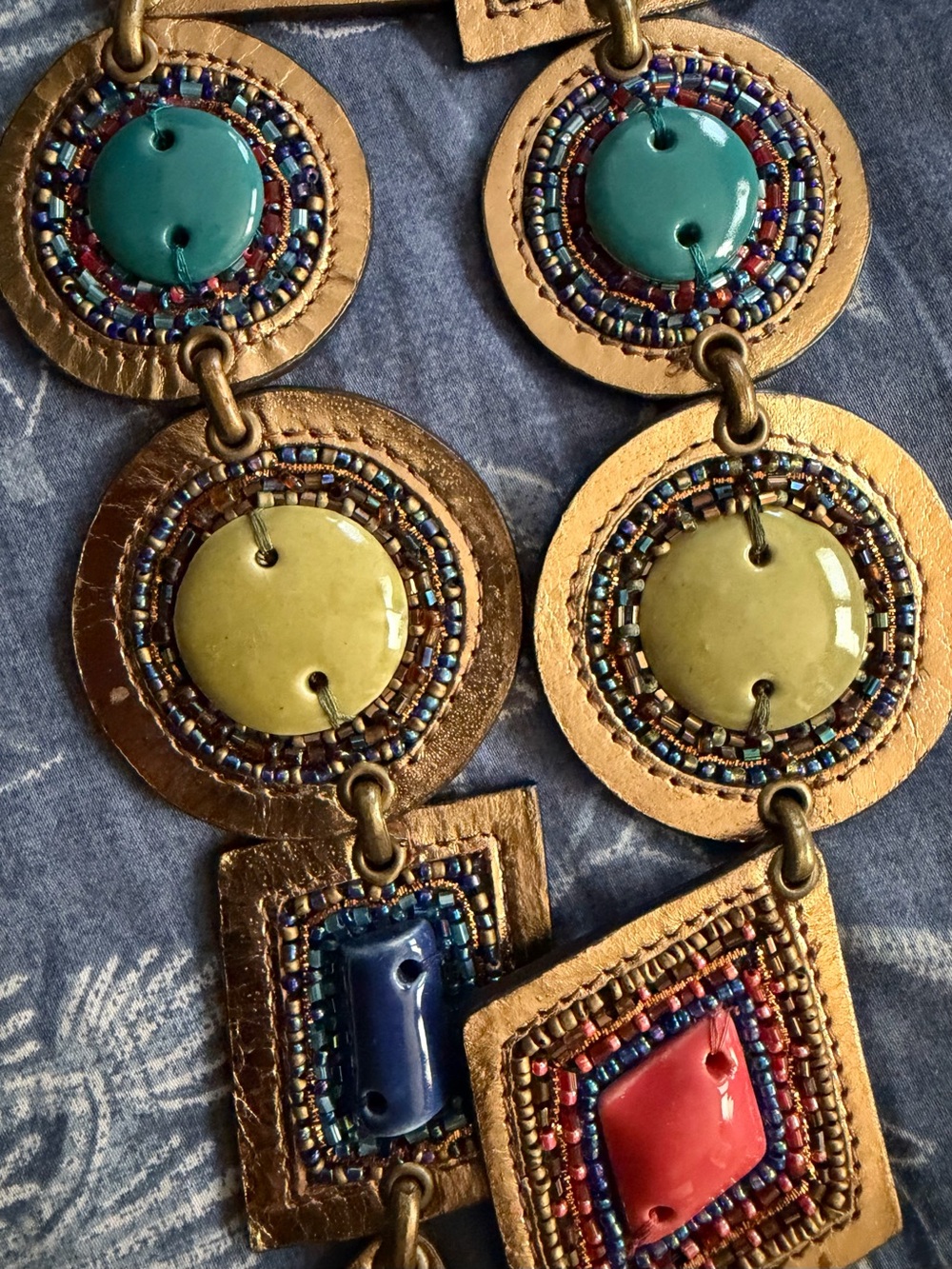 Boho Multicolor Beaded Statement Belt Gold, Teal, Olive, Navy & Coral